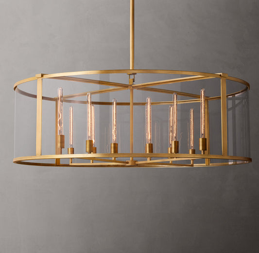 Clear Glass Architectural Drum Chandelier