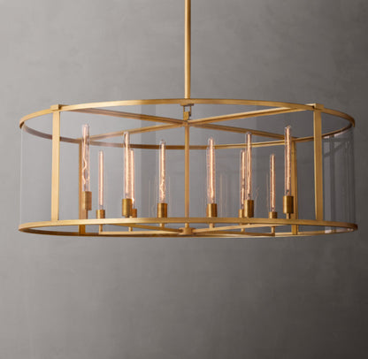 Clear Glass Architectural Drum Chandelier