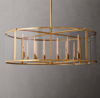 Clear Glass Architectural Drum Chandelier