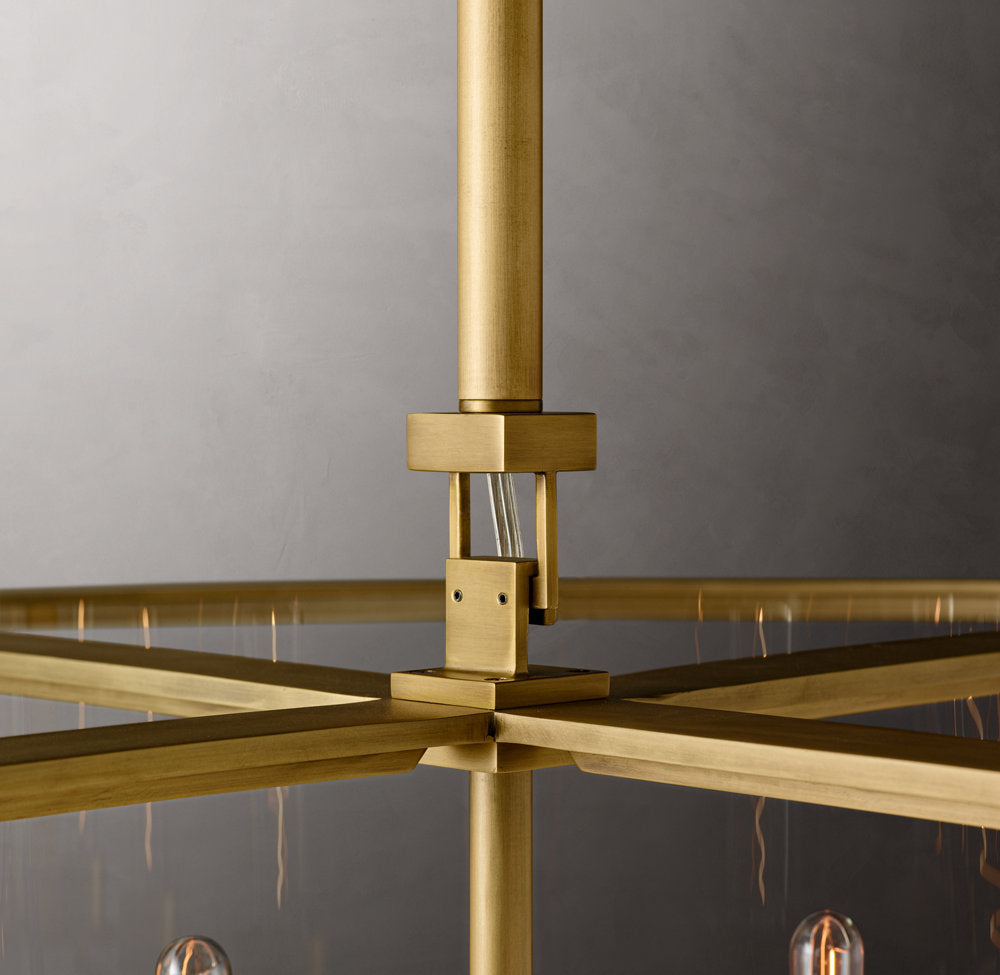 Clear Glass Architectural Drum Chandelier