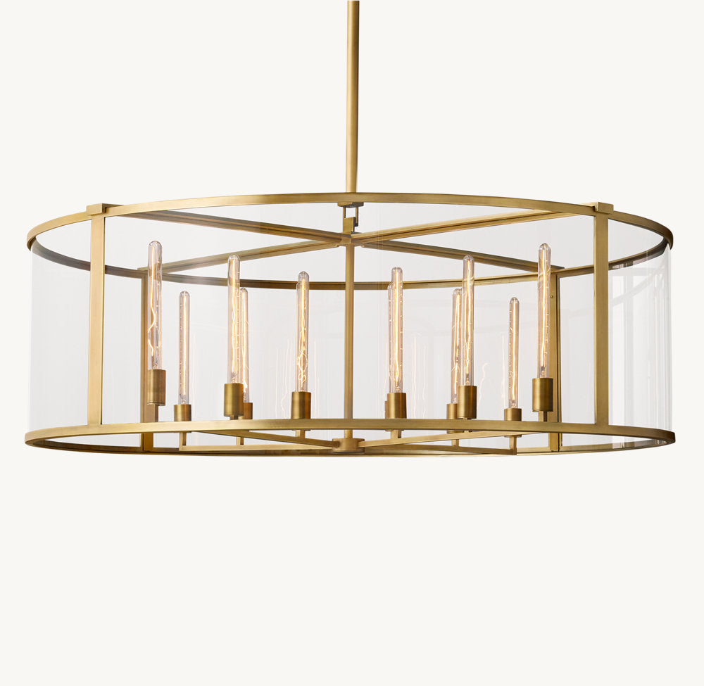 Clear Glass Architectural Drum Chandelier