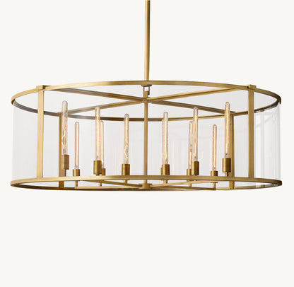 Clear Glass Architectural Drum Chandelier