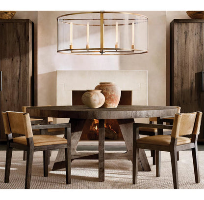 Clear Glass Architectural Drum Chandelier