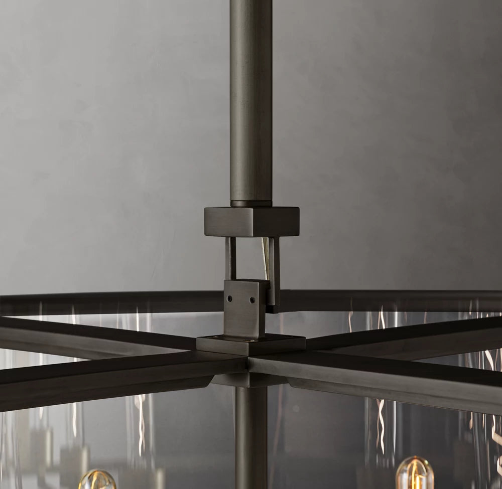 Clear Glass Architectural Drum Chandelier