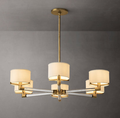 Crystal Rod Linen Shade Chandelier