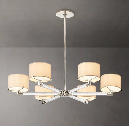 Crystal Rod Linen Shade Chandelier