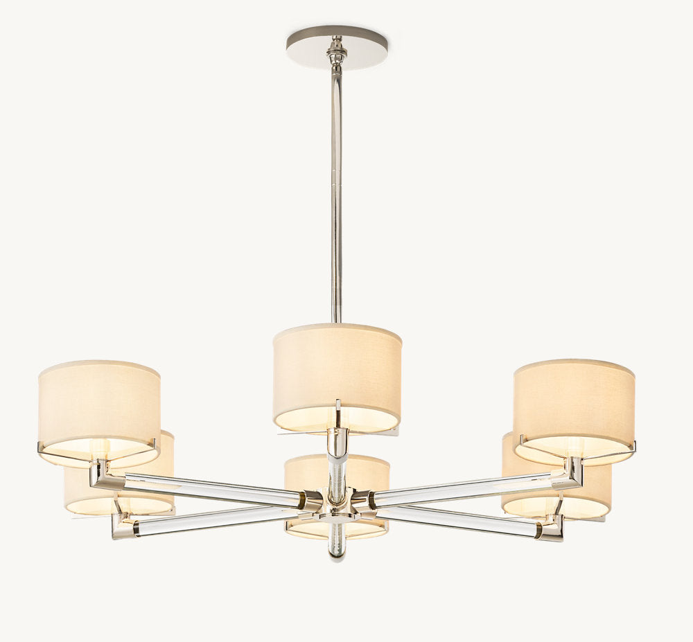 Crystal Rod Linen Shade Chandelier