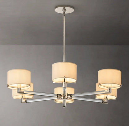 Crystal Rod Linen Shade Chandelier