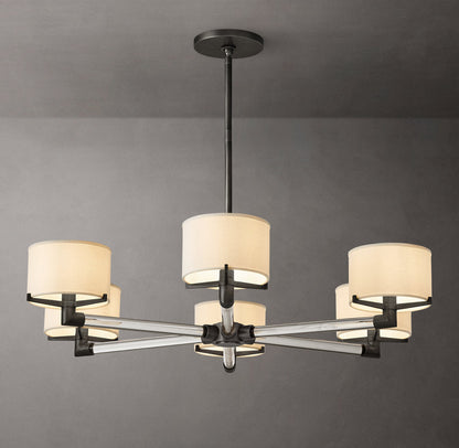 Crystal Rod Linen Shade Chandelier