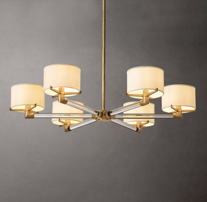 Crystal Rod Linen Shade Chandelier