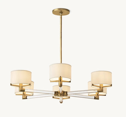 Crystal Rod Linen Shade Chandelier