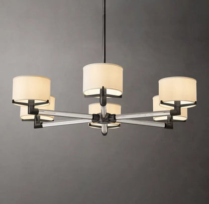Crystal Rod Linen Shade Chandelier
