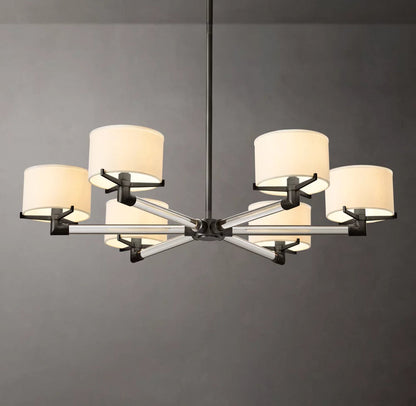 Crystal Rod Linen Shade Chandelier
