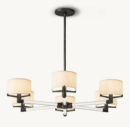 Crystal Rod Linen Shade Chandelier