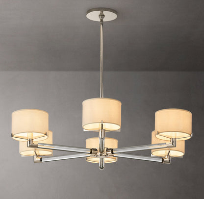 Crystal Rod Linen Shade Chandelier