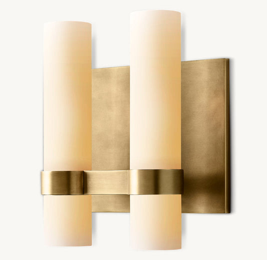 Dual Milk Glass Column Wall Light
