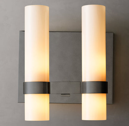 Dual Milk Glass Column Wall Light
