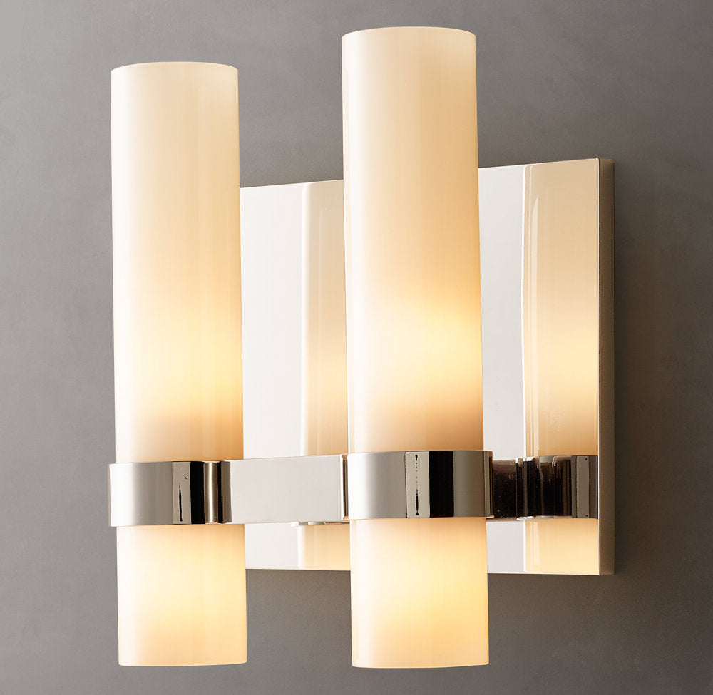 Dual Milk Glass Column Wall Light