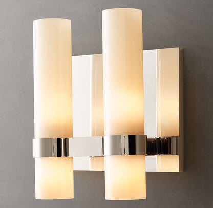 Dual Milk Glass Column Wall Light