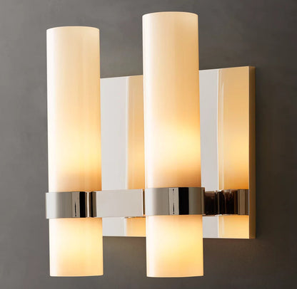 Dual Milk Glass Column Wall Light