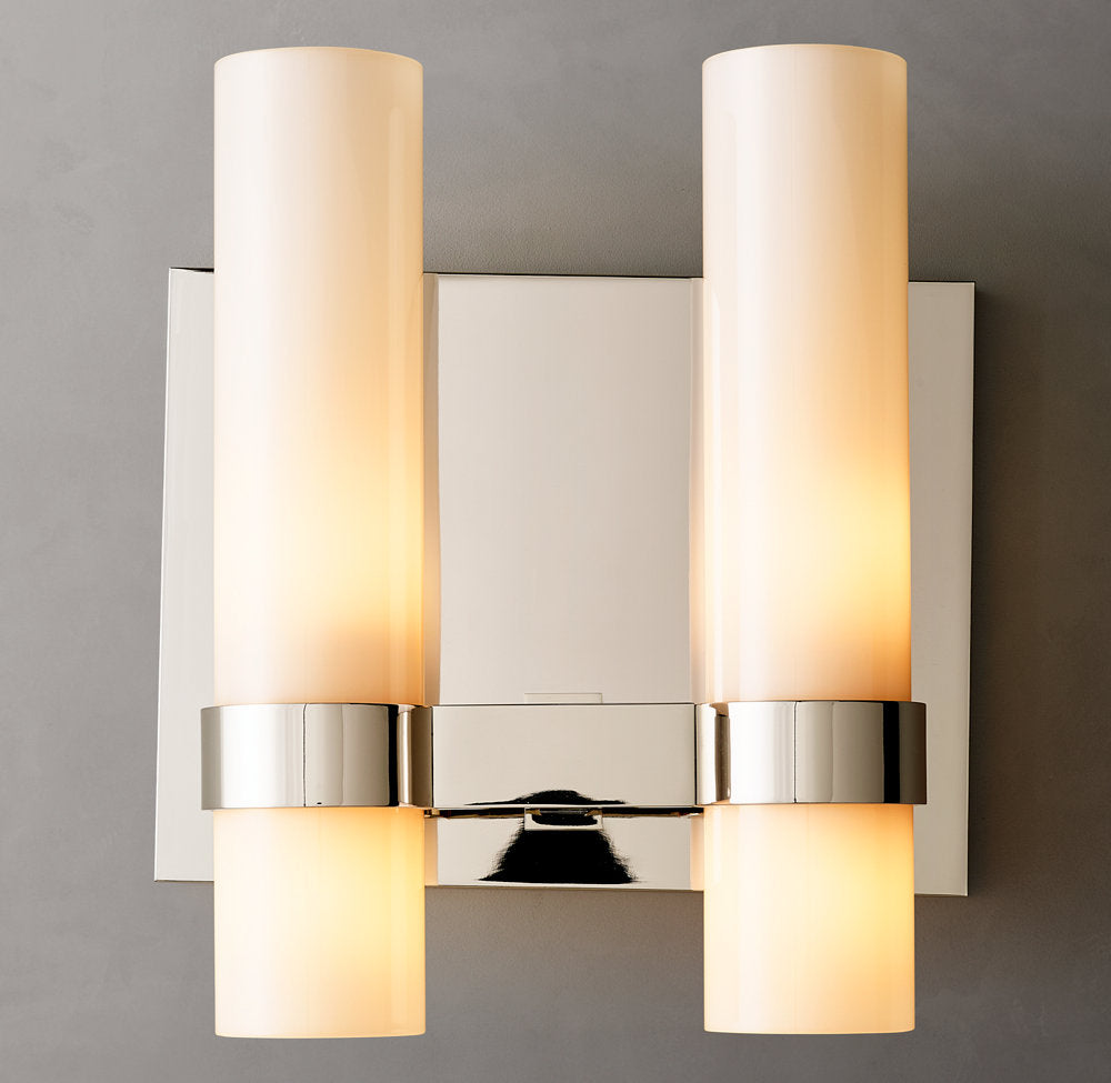 Dual Milk Glass Column Wall Light