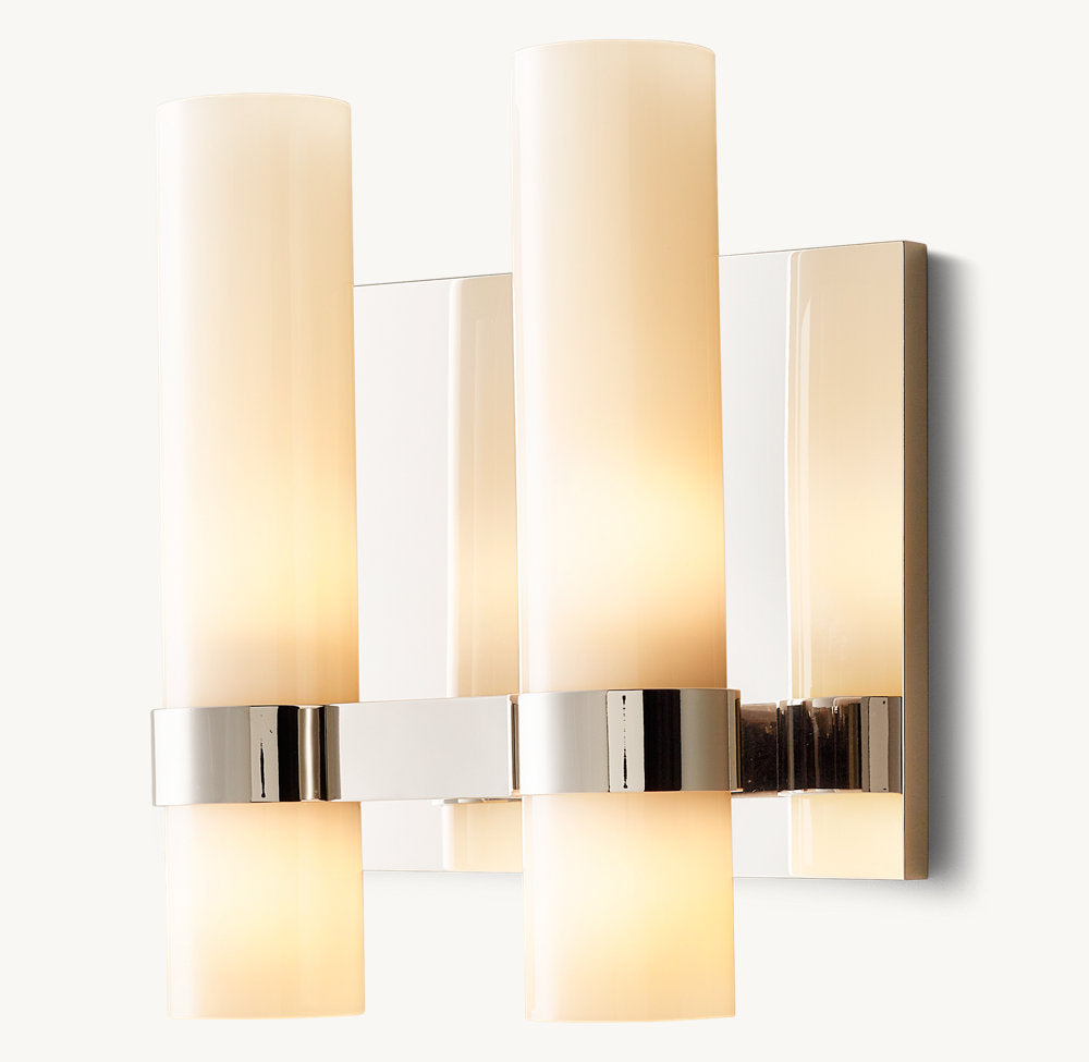 Dual Milk Glass Column Wall Light
