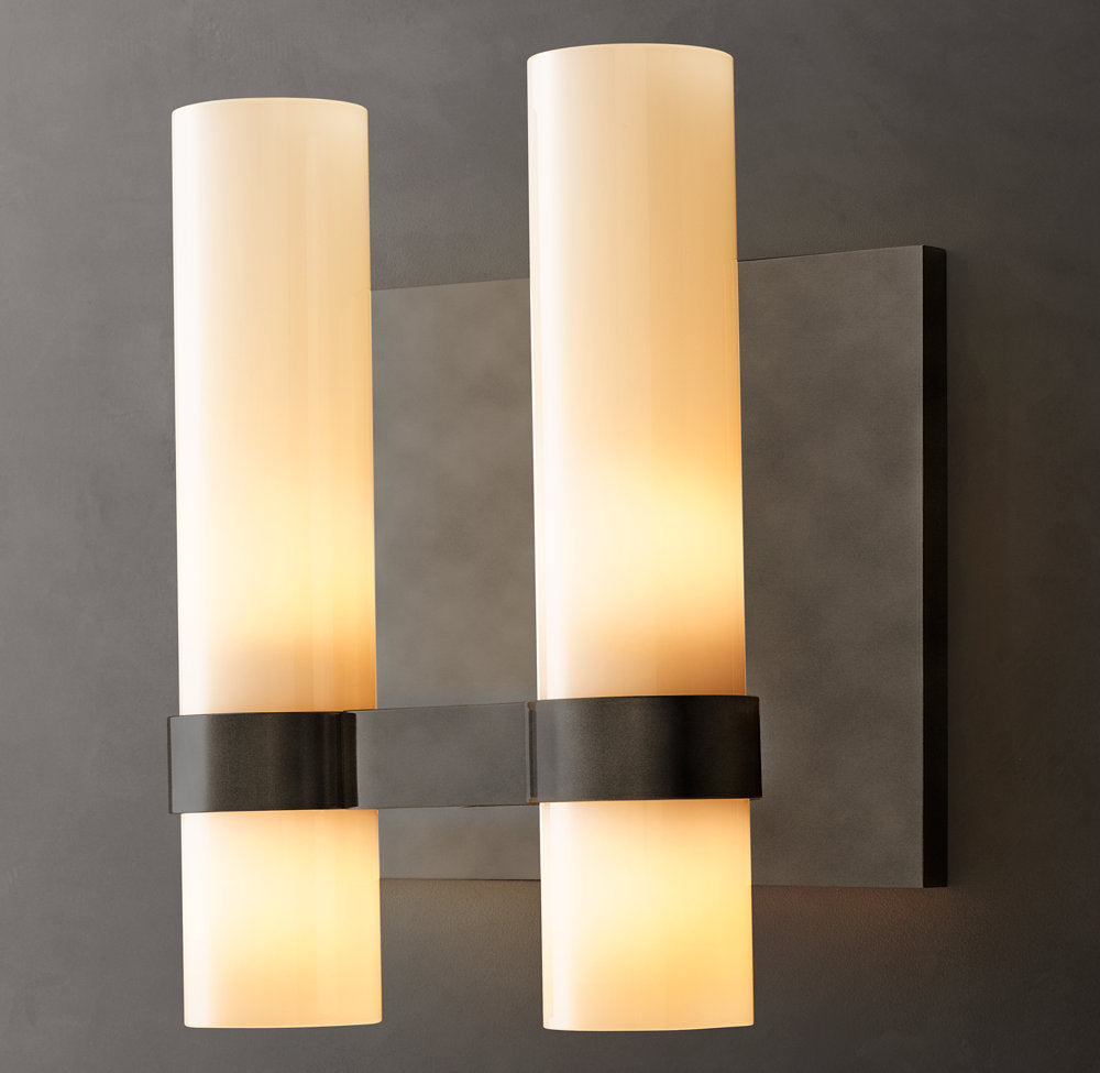 Dual Milk Glass Column Wall Light