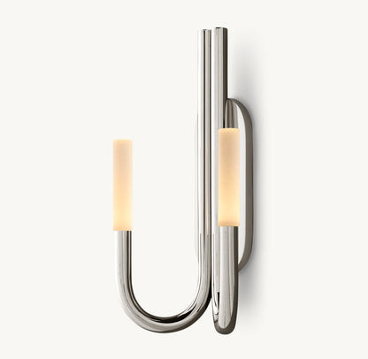 Etched Glass Twin Column Wall Light