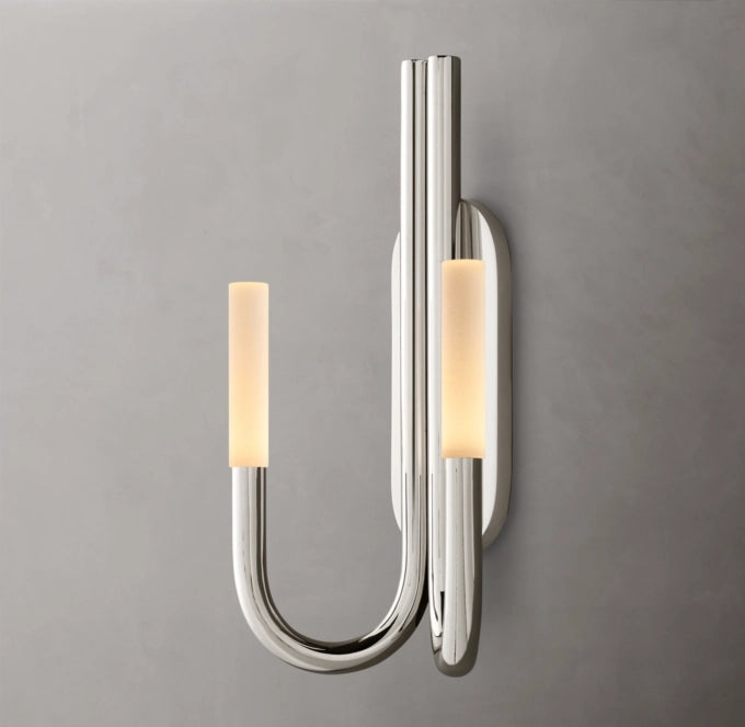 Etched Glass Twin Column Wall Light