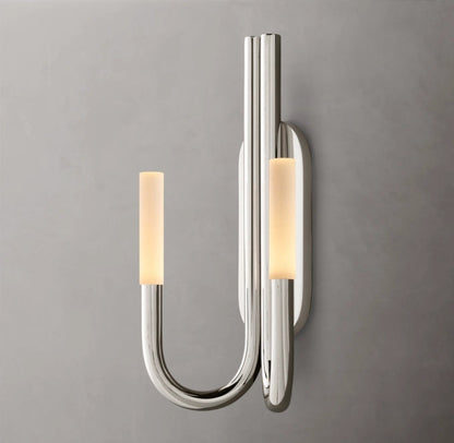 Etched Glass Twin Column Wall Light