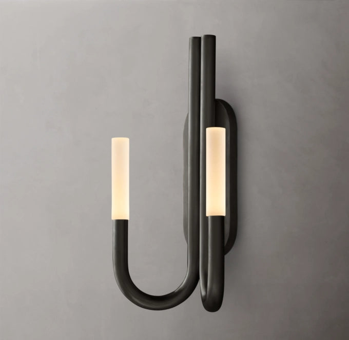 Etched Glass Twin Column Wall Light