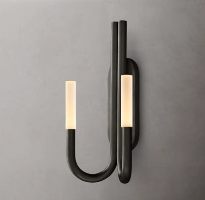 Etched Glass Twin Column Wall Light
