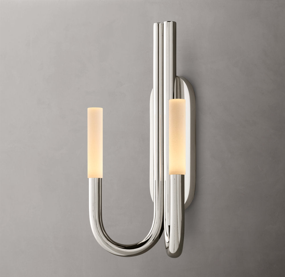 Etched Glass Twin Column Wall Light