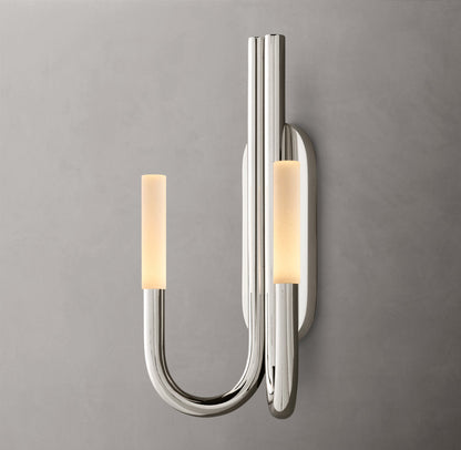 Etched Glass Twin Column Wall Light