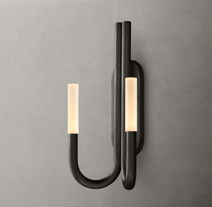 Etched Glass Twin Column Wall Light
