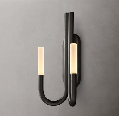 Etched Glass Twin Column Wall Light