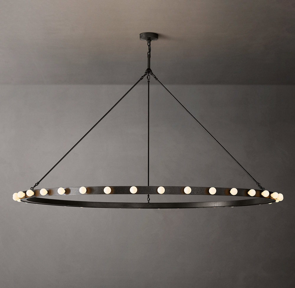 Fire-Burnished Iron Ring Chandelier