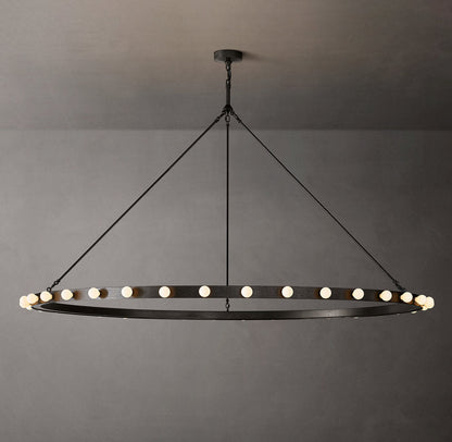 Fire-Burnished Iron Ring Chandelier