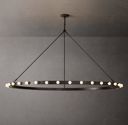 Fire-Burnished Iron Ring Chandelier
