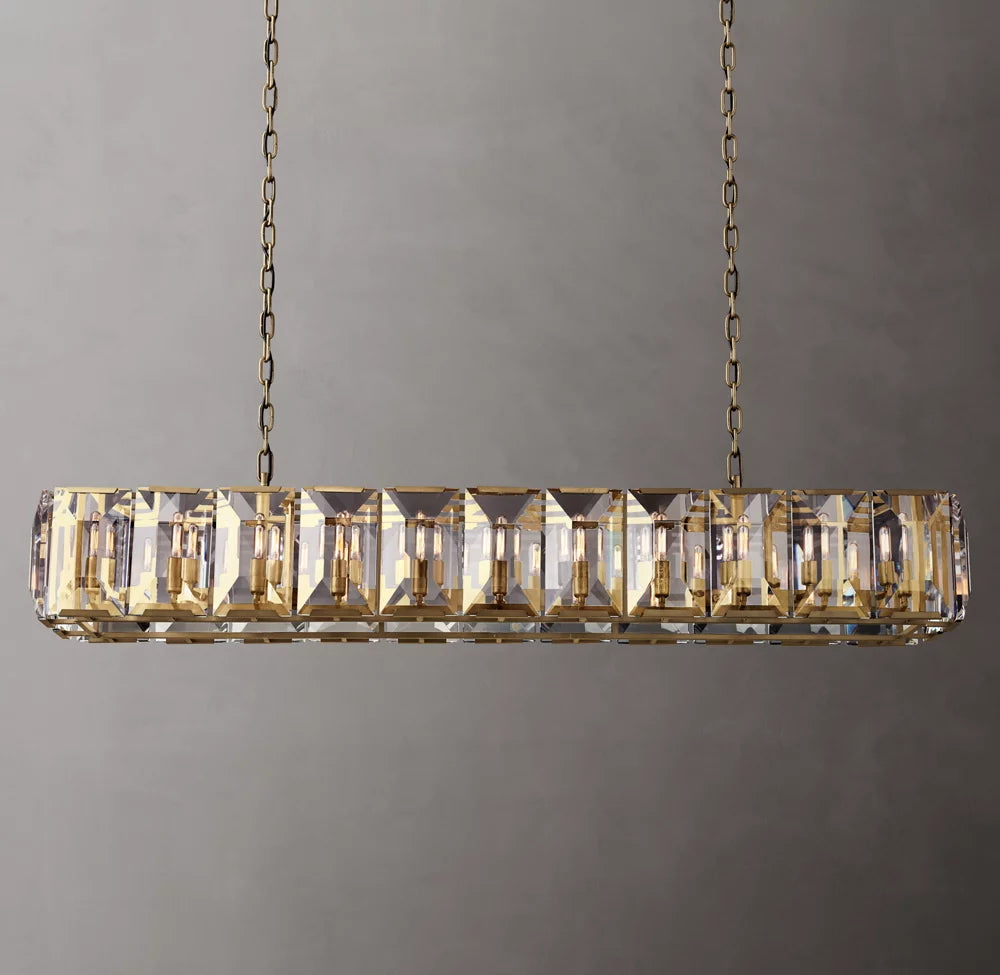 Grand Rectangular Crystal Prism Chandelier