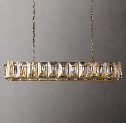 Grand Rectangular Crystal Prism Chandelier