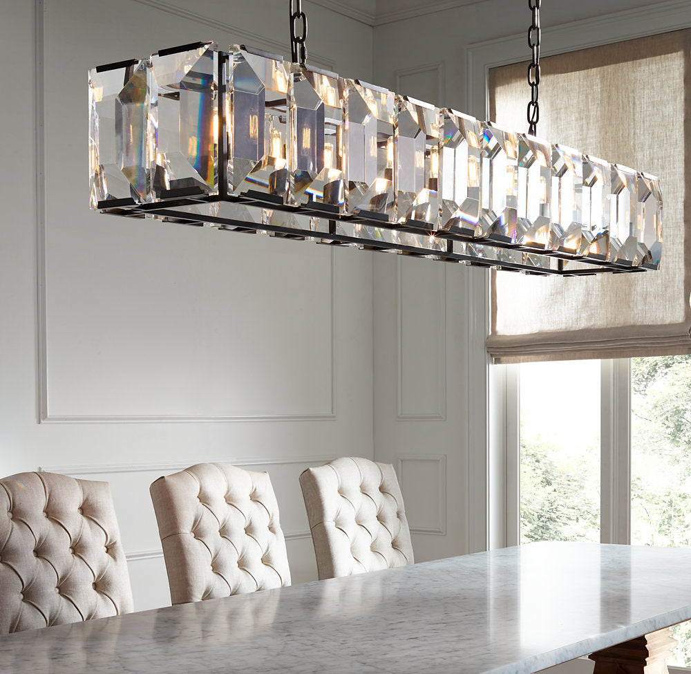 Grand Rectangular Crystal Prism Chandelier