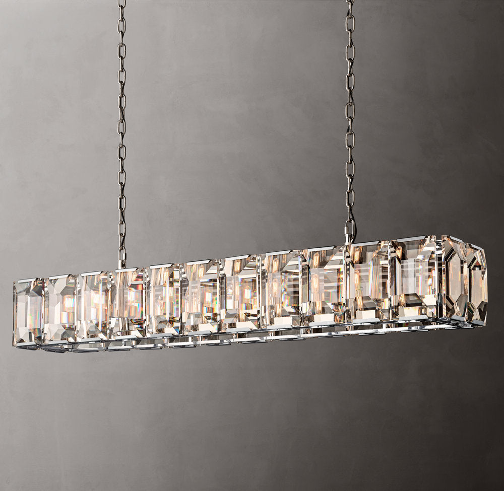 Grand Rectangular Crystal Prism Chandelier