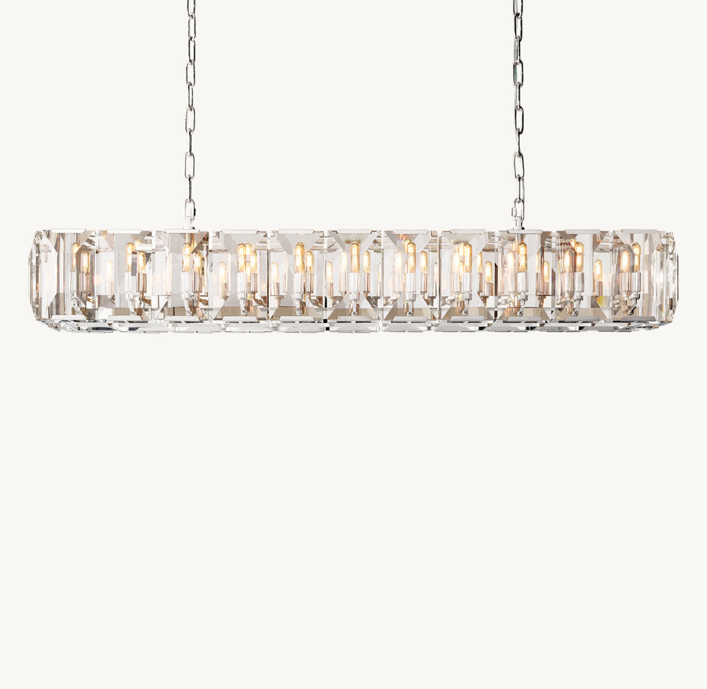 Grand Rectangular Crystal Prism Chandelier