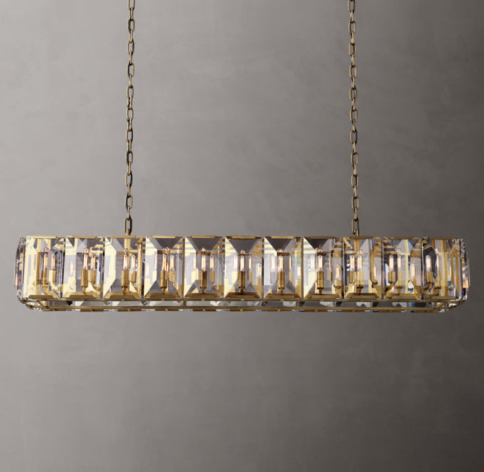 Grand Rectangular Crystal Prism Chandelier