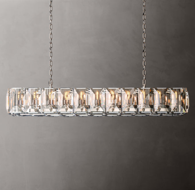 Grand Rectangular Crystal Prism Chandelier