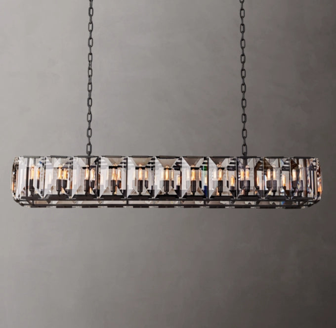 Grand Rectangular Crystal Prism Chandelier