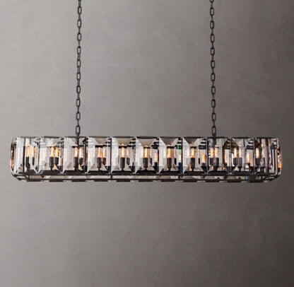 Grand Rectangular Crystal Prism Chandelier