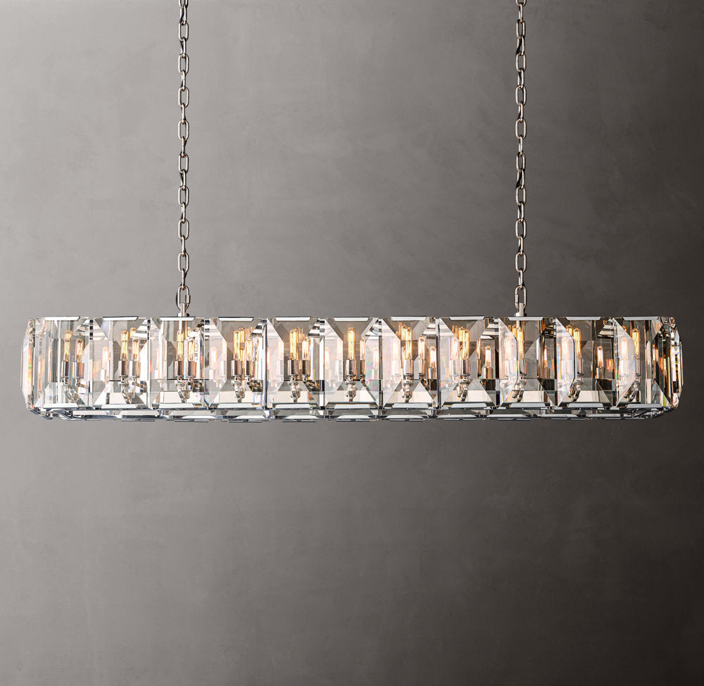 Grand Rectangular Crystal Prism Chandelier