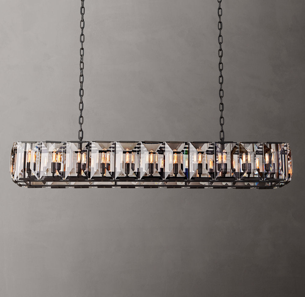 Grand Rectangular Crystal Prism Chandelier